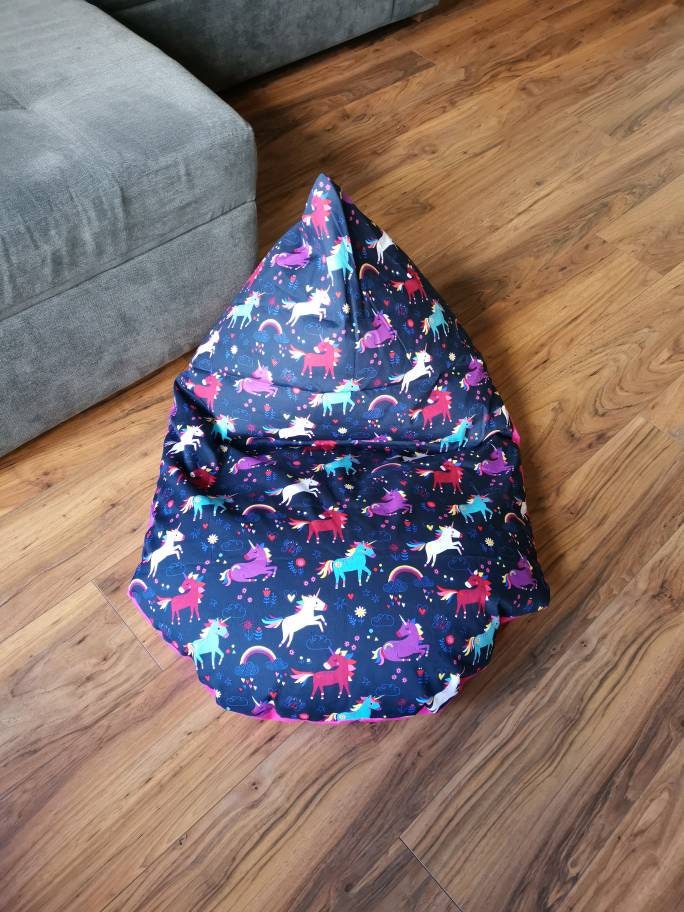 Pink Unicorns and Rainbows Beanbag