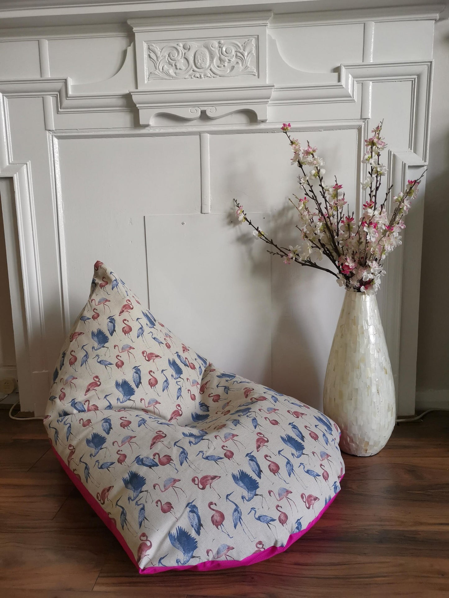 Blue and Pink Flamingoes Beanbag