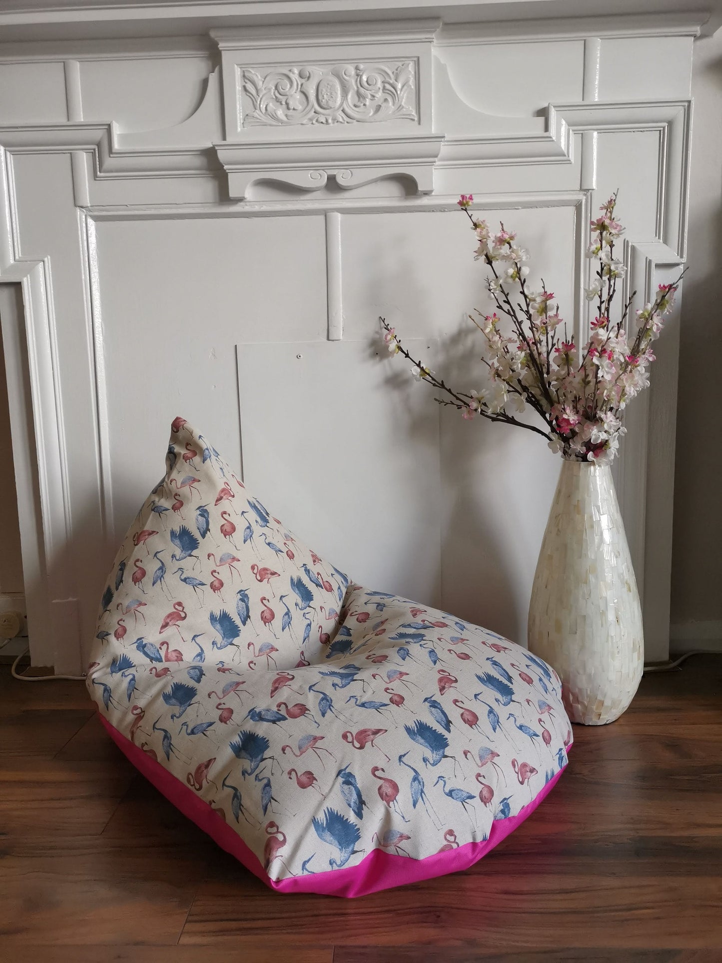 Blue and Pink Flamingoes Beanbag