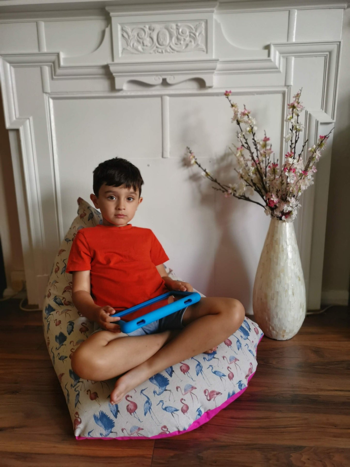 Blue and Pink Flamingoes Beanbag