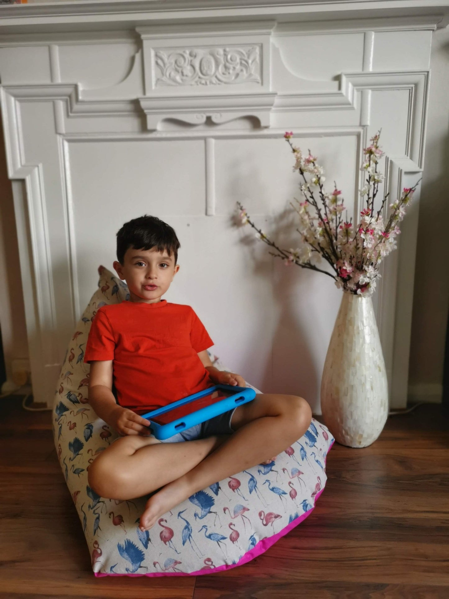 Blue and Pink Flamingoes Beanbag