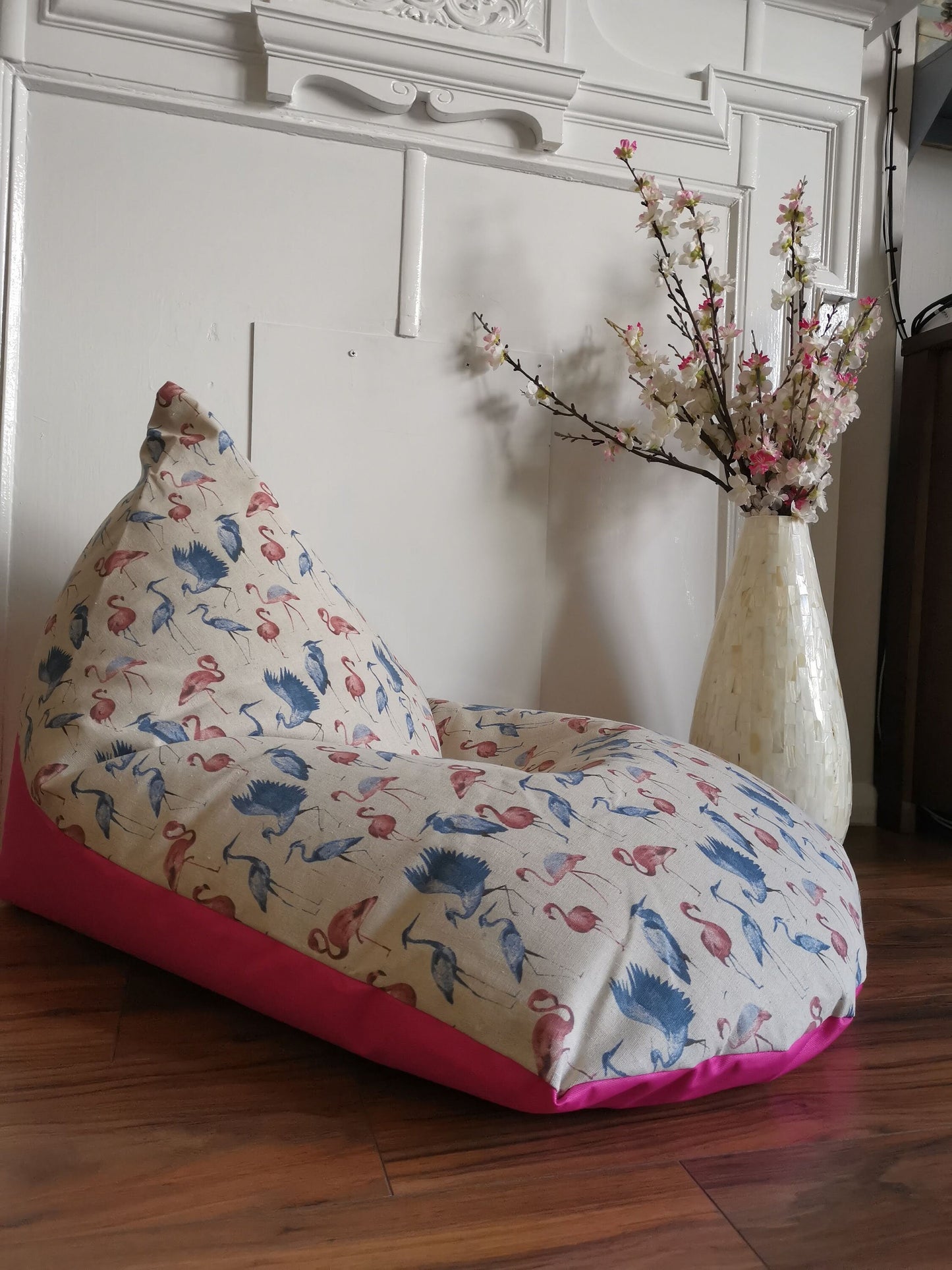 Blue and Pink Flamingoes Beanbag