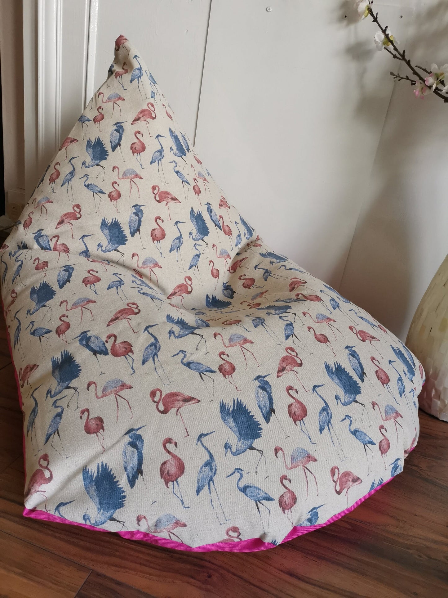 Blue and Pink Flamingoes Beanbag
