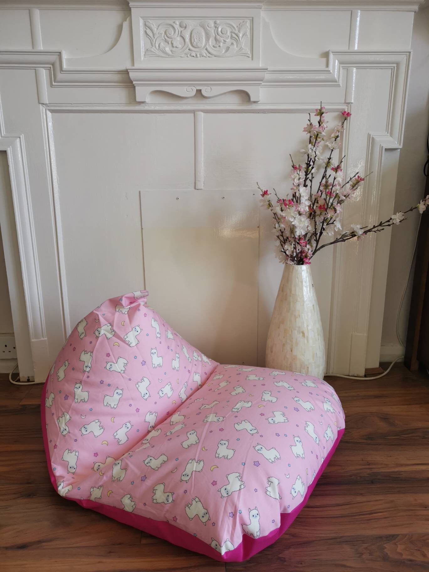 Navy and White Llama Beanbag