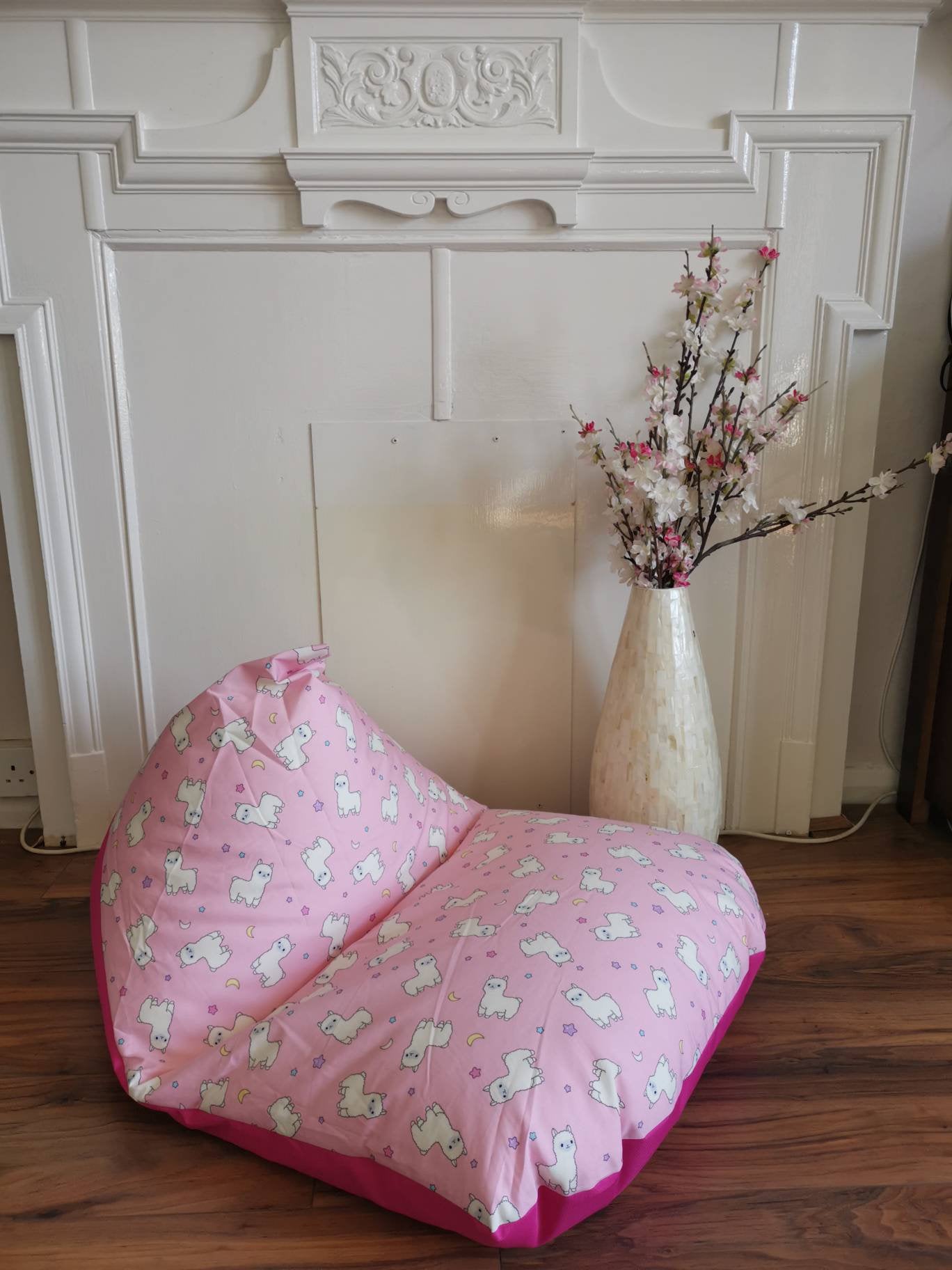Pink and White Llama Beanbag