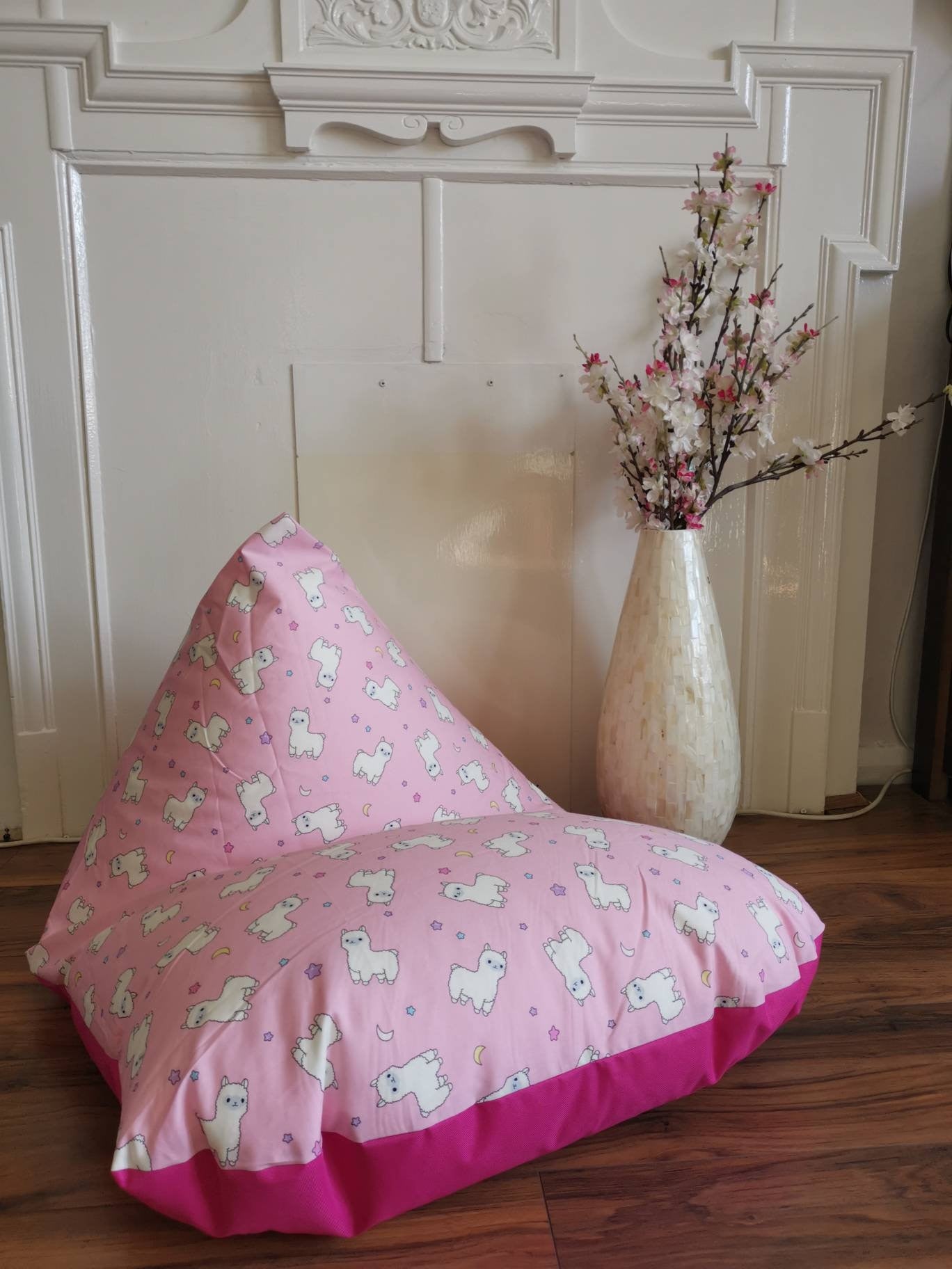 Navy and White Llama Beanbag