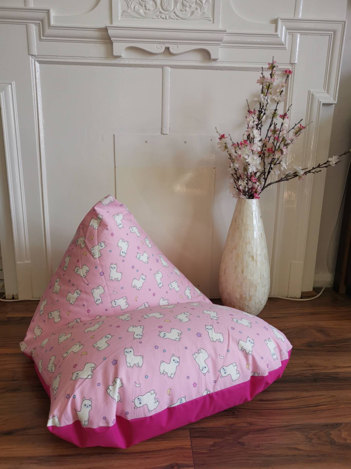 Navy and White Llama Beanbag