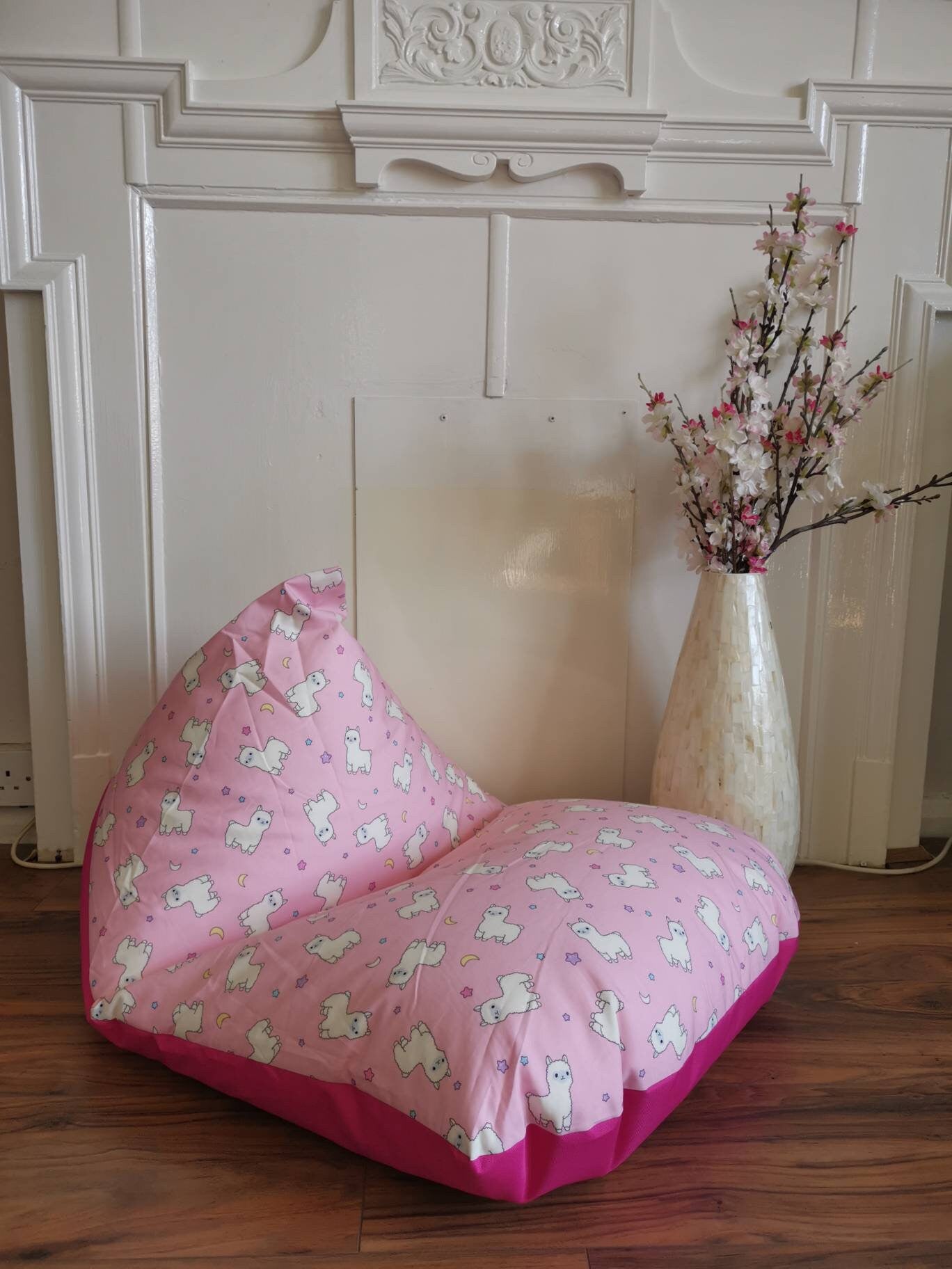 Navy and White Llama Beanbag