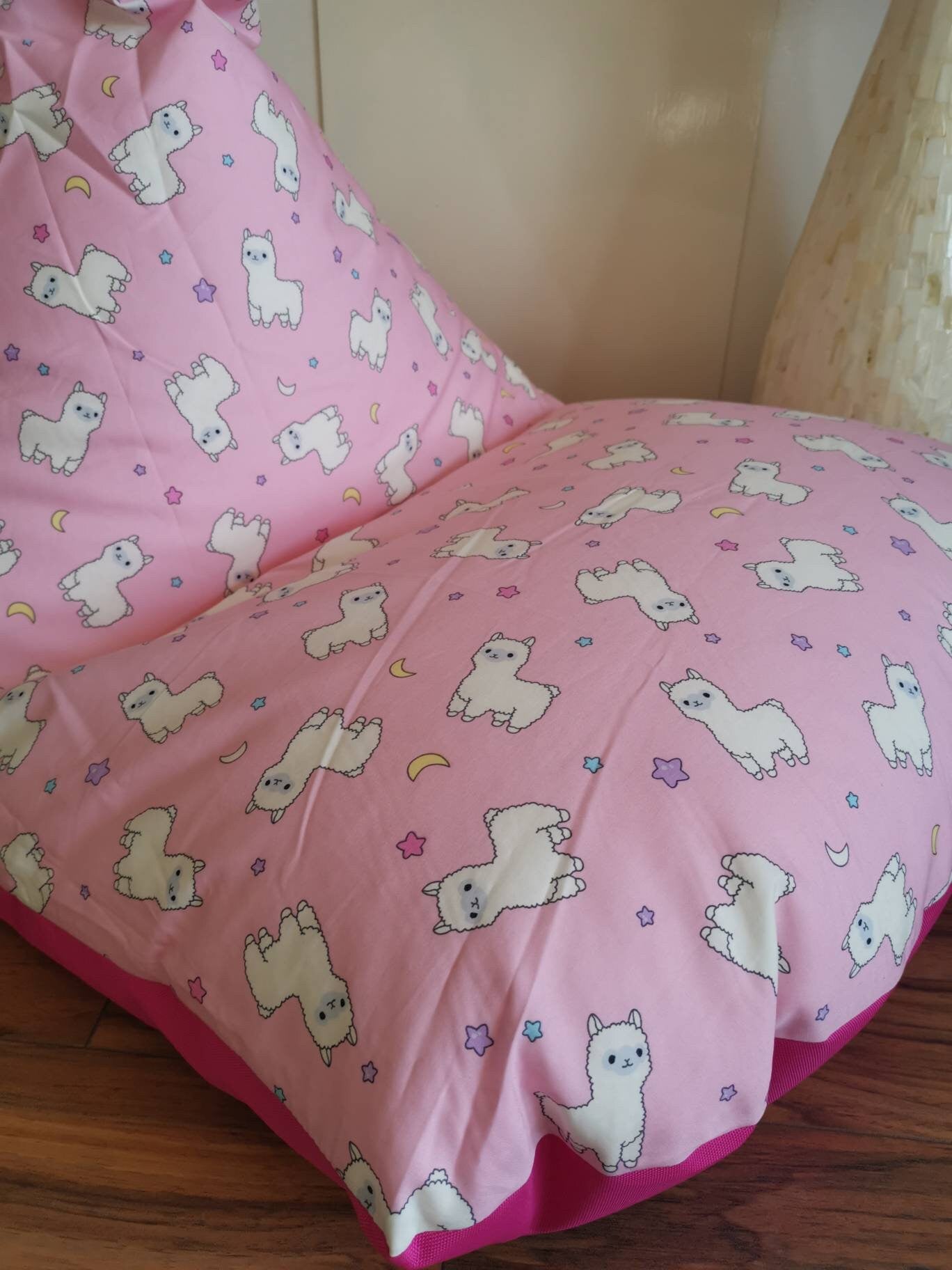 Navy and White Llama Beanbag