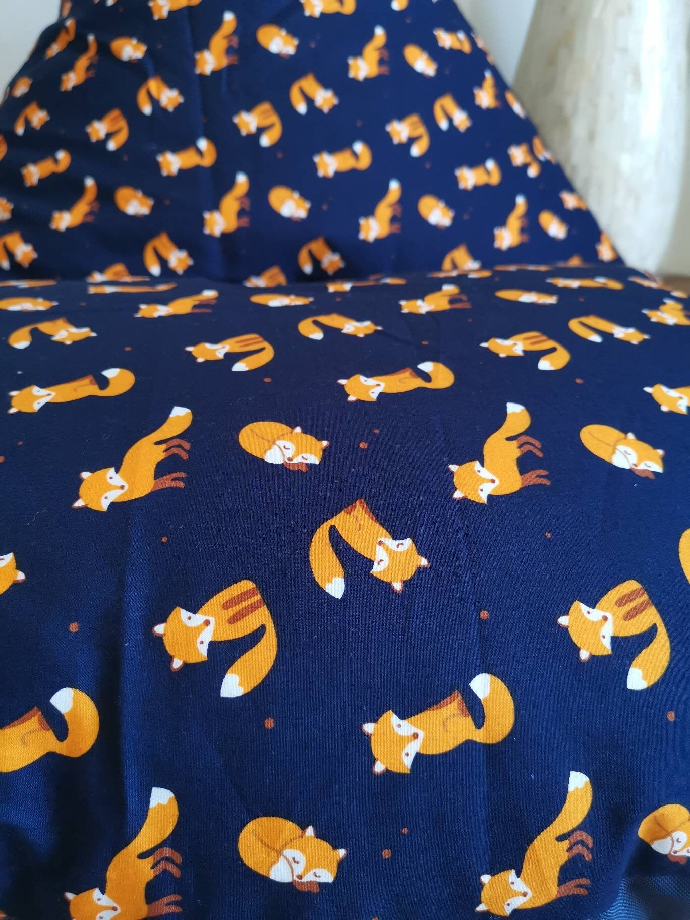 Navy and Orange Foxes Beanbag
