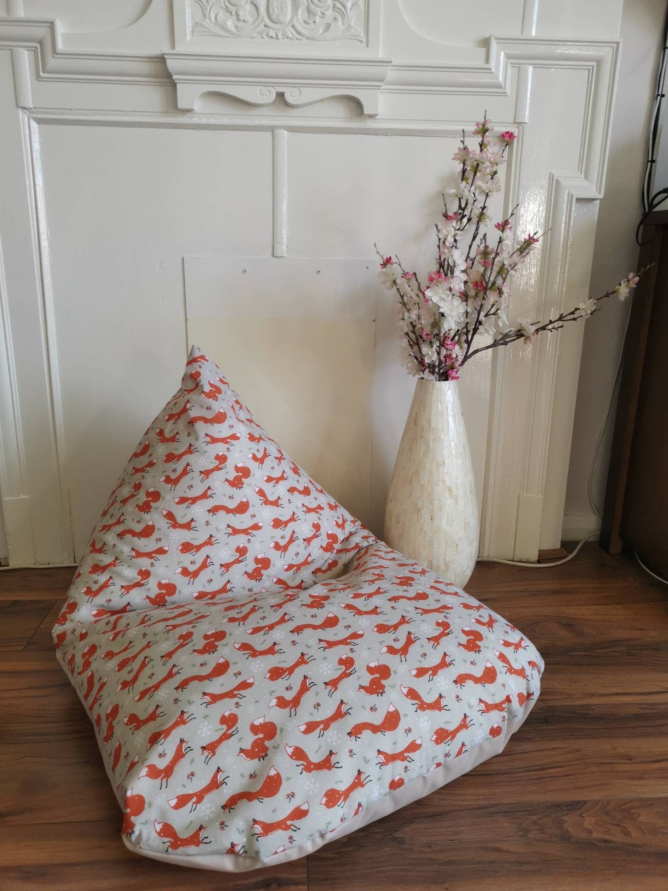 Cream Winter Foxes Beanbag