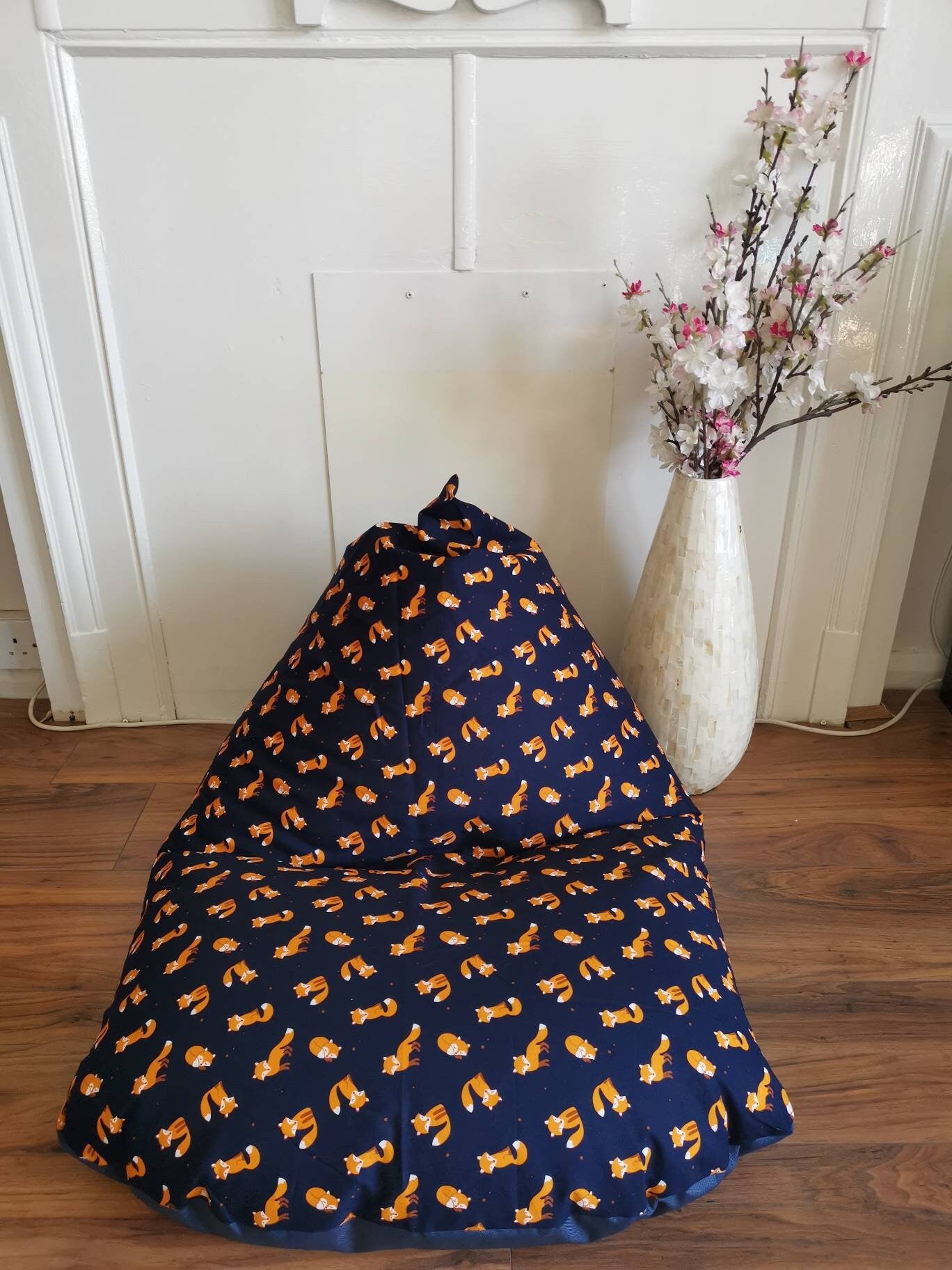 Navy and Orange Foxes Beanbag