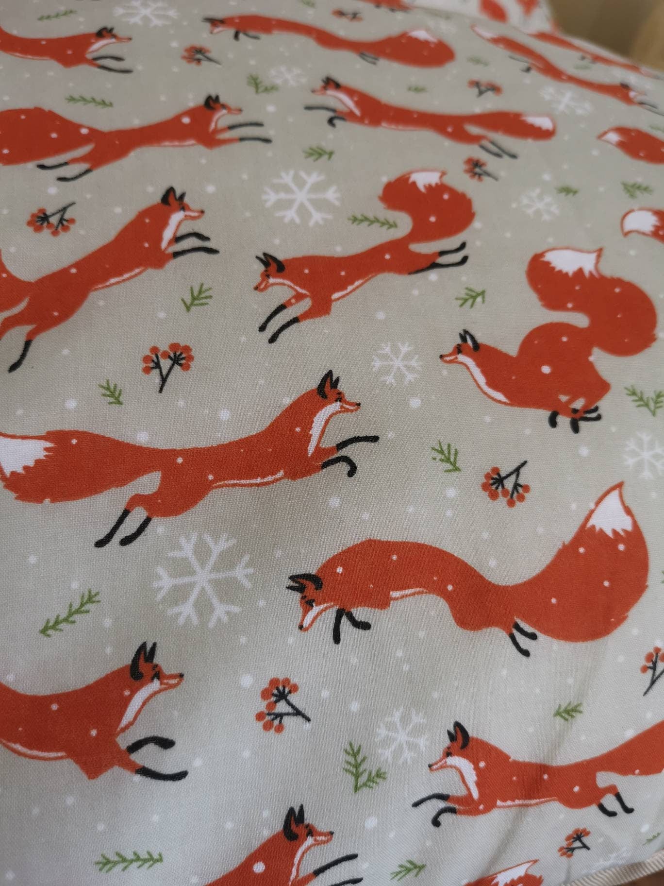 Cream Winter Foxes Beanbag