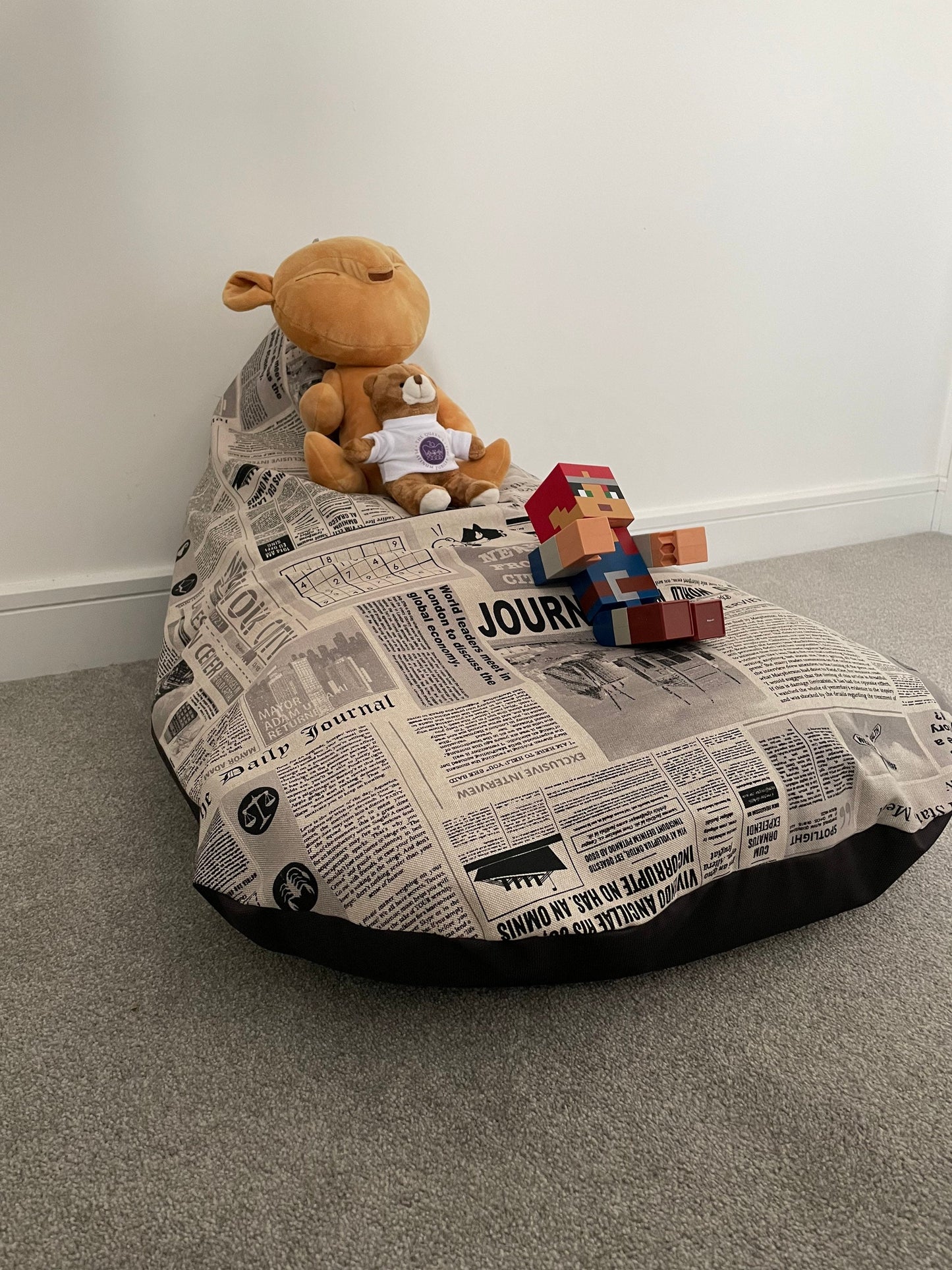 Retro Newspaper Beanbag or soft toys storage beanbag cover