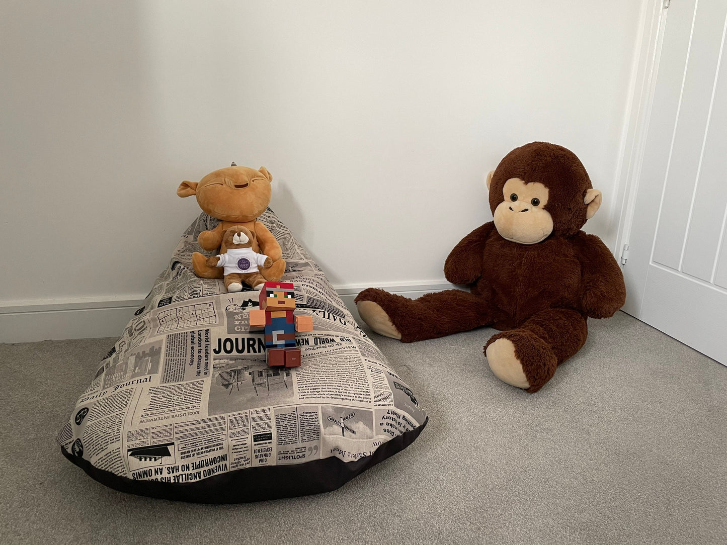 Retro Newspaper Beanbag or soft toys storage beanbag cover