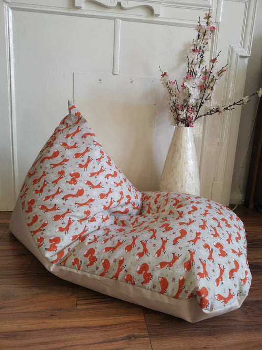 Cream Winter Foxes Beanbag